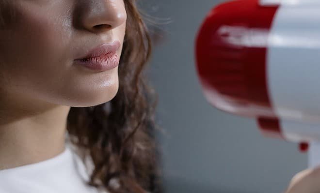 woman and megaphone